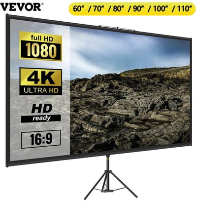 Lunekiss projectiescherm 80 inch met statief – 16:9 4K HD draagbaar binnen en buiten