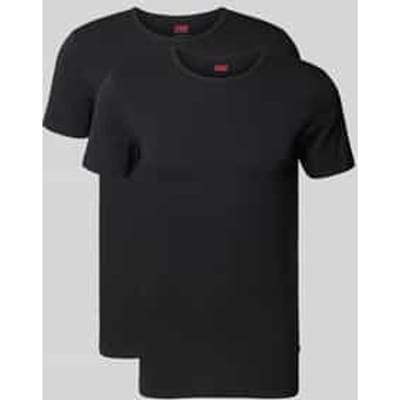 T-shirt met geribde ronde hals in een set van 2 stuks