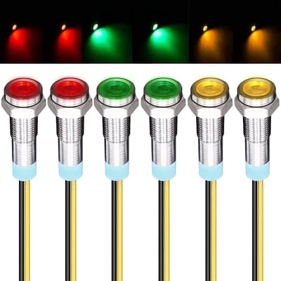 6 Stuks 220V-230V AC 6mm LED Paneel Indicator Lampen - Waarschuwingslampen voor Dashboard (Rood/Geel/Groen) met Hoge Zichtbaarheid en Lange Levensduur