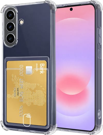 Hoesje - Geschikt voor Samsung Galaxy A37 - Met Pashouder en Kaarthouder - Telefoon Hoes Shockproof - Siliconen Case - Back Cover - Shock Proof - Pasjes Houder - Transparant
