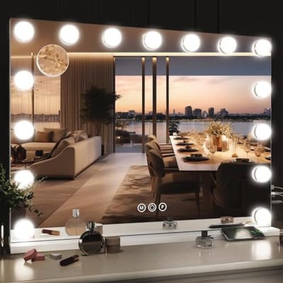Hollywood Make-upspiegel met Verlichting en Dimbare LED-lampen - 10x Vergroting en Kleurmodi