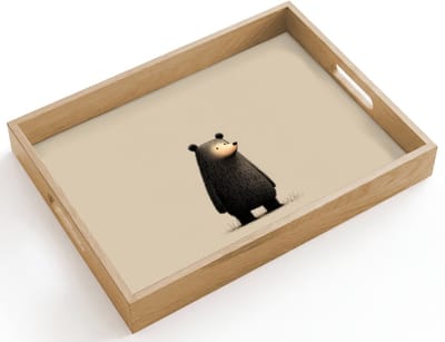 Dienblad hout 40x30 cm - Schootdienblad - Beer - Donkerbruin - Minimalistisch - Borrelplank rechthoek - Plateau dienbladen