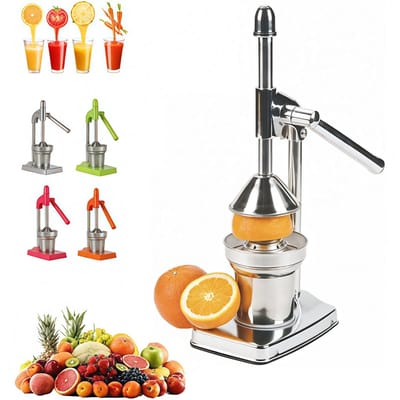 Citruspers - Citruspers handmatig - Limoenpers - Gietijzeren citruspers - Sinaasappelpers - Handmatige pers - Commercieel gebruik - Huishoudelijk gebruik - Robuust - Gemakkelijk schoon te maken - 36*18.5*13CM - Zilverkleurig