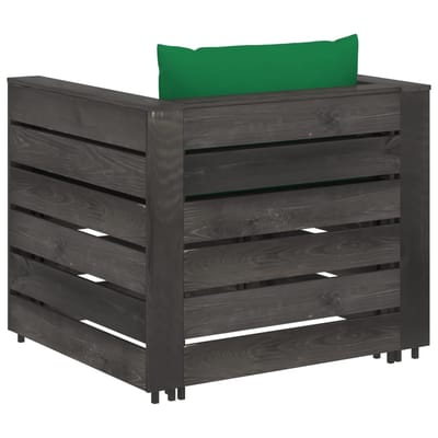 vidaXL - 2-delige - Loungeset - met - kussens - grijs - geïmpregneerd - hout