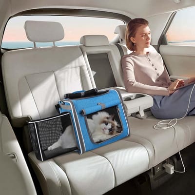 Hondenfietsmand - Transportbox hond - Veilig op reis - Verstelbaar frame - 37x34x12 cm - Zwart
