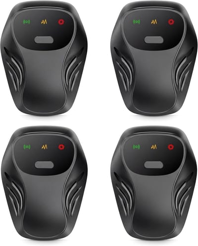 Verbeterde ultrasone ongedierteverjager – Elektronisch ongediertewerend apparaat voor binnen – Verjaagt effectief insecten, kakkerlakken, knaagdieren, mieren, muggen en meer – Geschikt voor het hele huis, de keuken, garage en zolder – Zwart-4 stuks