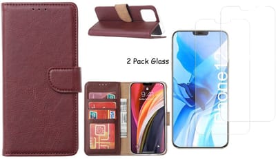 Hoesje Geschikt voor iPhone 12 Pro Max hoesje - portemonnee bookcase / wallet cover Bordeaux + 2x tempered glass / Screenprotector