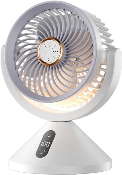 Mini ventilator - Tafelventilator - Luchtcirculator - 100 Instelbare Snelheden - 720° Multi-hoek - Met Digitaal LED-display - Luchtcirculatie - Geschikt voor Binnen, Buiten en Kamperen - Wit