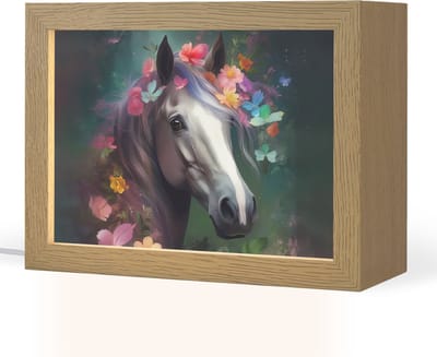 Nachtlampje 20x15 cm - Kinder lampje - Paard - Natuur - Bloemen - Bos - Dieren - Tafellamp kinderkamer - Slaapkamer lamp - Bedlamp kinderen - Kinderlampje stopcontact - Wandlamp babykamer - Nachtlampjes