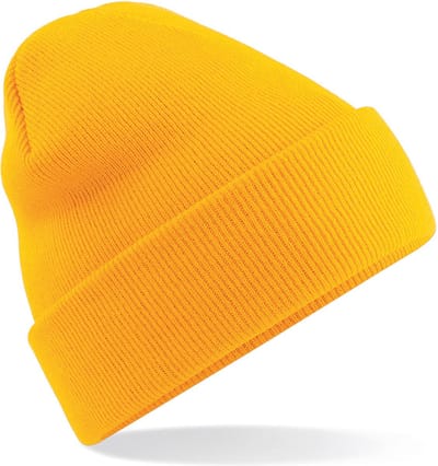 Beechfield Beanie Wintermuts - 100% soft Acryl - goud geel - Super soft - Brede omslag band - dames/ heren