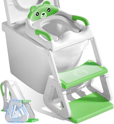 Kindertoiletbril met Trap en Verstelbare Hoogte - 2-in-1 Kindertoilettrainer met Comfortabele Zitting en Antislip