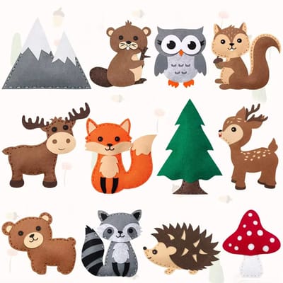 Naaiset voor kinderen - Knutselpakket Meisjes en Jongens - Bos Dieren