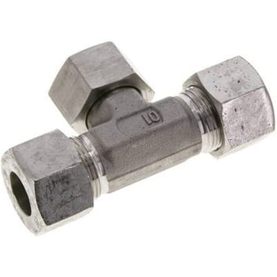 16S RVS T-stuk Snijringkoppeling Draaidoorvoer 400bar FKM Verstelbaar ISO 8434-1