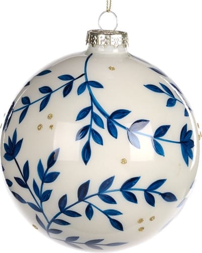 Goodwill Kerstbal Druiventakje Glas Wit-Blauw D 8 cm Voordeelaanbod Per 2 Stuks