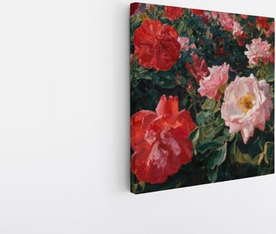 Saammp Canvas Schilderij - Gekleurde Rozen - Bloemen - Abstract - 20x20 - Foto op canvas - Wanddecoratie - Muurdecoratie Woonkamer - Kantoor Decoratie