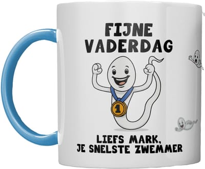 MOK | VADERDAG | SNELSTE ZWEMMER | GEPERSONALISEERD MET NAAM | BLAUW