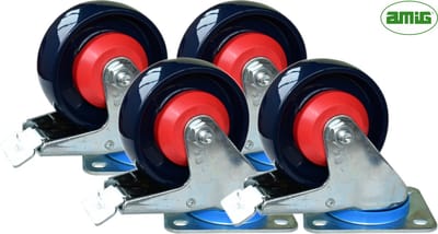 AMIG - 4 Professionele Nylon Transportwielen Ø100mm - Kogelgelagerd - Set van 4 Zwenkwielen met Rem – 500-750KG Draagvermogen