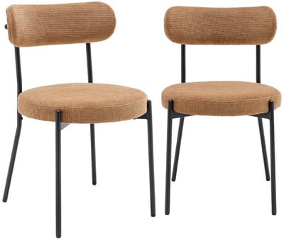 sweeek - Set van twee metalen en chenille stof stoelen l 47 x b 49 x h 76,5cm - livia