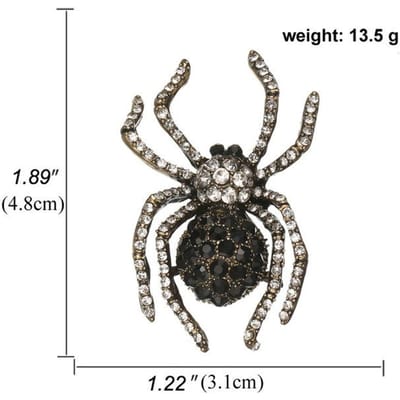Broche Araignée Insecte Strass Personnalité Exagérée Bijou Manteau Manteau Épinglette Alliage Accessoires Vêtements gray