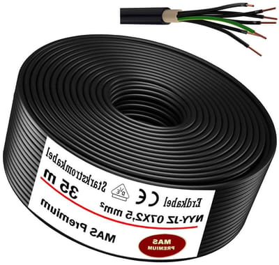 Aardkabel sterkstroomkabel - Elektrische kabel - Installatie buiten - Voldoet aan VDE-norm - 35 meter - Zwart