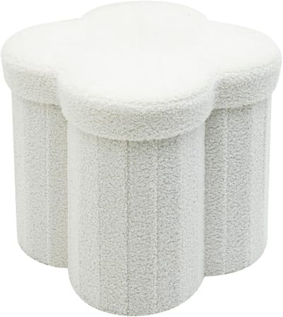 Opbergpoef Kinderkamer - Wolkvormige poef - Speelgoed opbergen - Opvouwbaar design - 40 x 40 x 40 cm - Wit