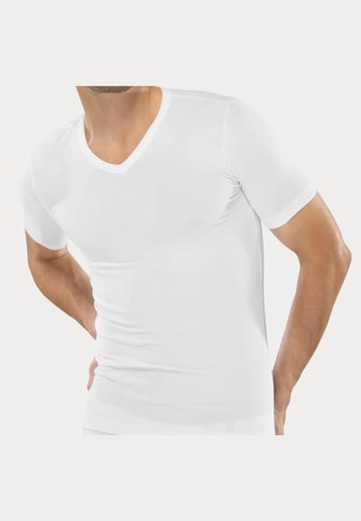 Marco rossi - T-Shirt Heren - 100% Katoen - V hals - V-neck - Ondershirts - Wit - 1Pack - Maat S