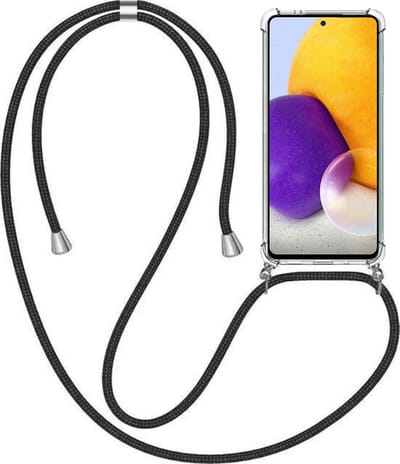 Telefoonhoesje Geschikt voor Samsung Galaxy A72 met Koord en Stootrand - TPU Backcover Shockproof met Lanyard - Smartphonica geschikt voor Samsung Galaxy A72