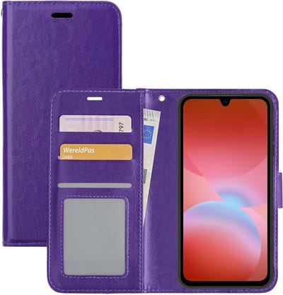 Hoesje - Met Pasjeshouder - Geschikt voor Samsung Galaxy A26 - Luxe Bookcase Portemonee - Flip Case - Kunstleer Book Case - Flipcase - Book Cover - Walletcase - Portemonneehoes - Paars