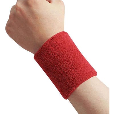 Bandeau Éponge en Coton Évacuant l'Humidité Bandeau de Sport en Éponge pour Poignet Tennis Basketball Course à Pied Salle de Sport Entraînement Noir 8 10 Cm rouge