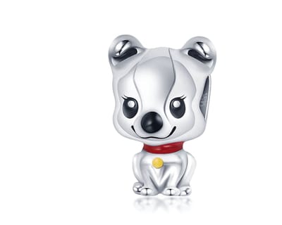 Fler® | Bedel | Past op populaire bedel armbanden (standaard - 3mm) | armbandbedel | Superdog | Hond | Halsband | kerstcadeau| Valentijnsdag kado | Huisdier | Bedel Charm | 925 Sterling Zilver | Emaille | Geel | Zwart | Rood | Cadeau |