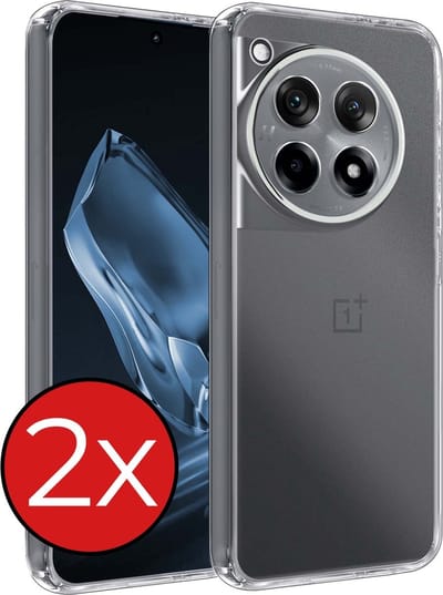 Hoesje - 2 Stuks - Geschikt voor OnePlus 12R - Sterk & Shockproof - Telefoonhoes - Back Cover - Case Siliconen - Telefoon Hoes - Transparant