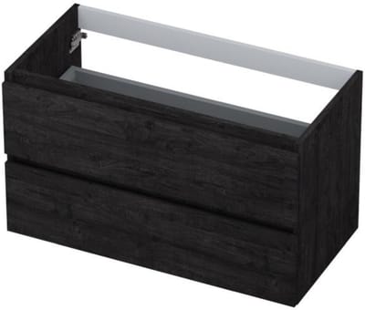 INK - Onderkast 2 Laden Greeploos met Houten Keerlijst - 900x450x520 Mm - Houtskool Eiken