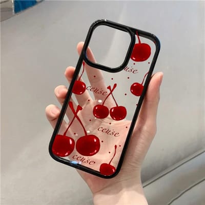 Engels Rood Kersen Konijn Hoesje Voor iPhone 16 Pro Hoesjes iPhone 11 12 13 14 15 Pro Max 7 8 Plus X XR XS SE Transparante Siliconen Cover For iPhone 13 brown