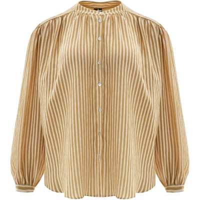 Gestreepte lange mouw mao kraag blouse dames Mat Fashion