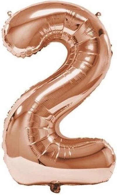 Folieballon Cijfer 2 Rose Gold - 92 cm