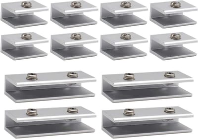 Set van 12 Aluminium Glashouder voor Planken 6 tot 8 mm - Verstelbare Glasklemmen voor Ramen, Trappen en Badkamers