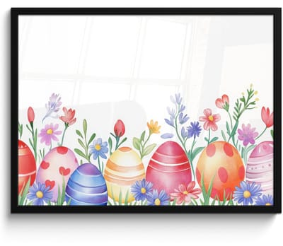 Poster in lijst - Fotolijst 70x50 cm - Posters - Bloementuin - Kleurrijk - Eieren - Posterlijst zwart - Decoratie - Wanddecoratie woonkamer - Muurdecoratie slaapkamer