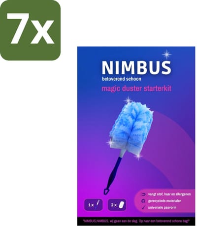 7 x NIMBUS Magic Duster Handvat + 2 Navullingen 1 set - Stofverwijdering - Stofdoek - Haren Verwijderen - Allergenen - Huisdierenharen