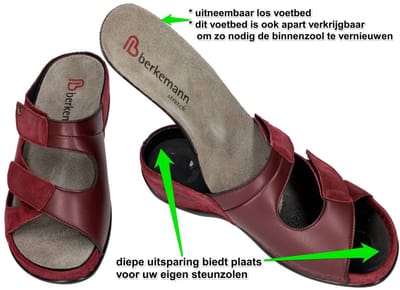 Berkemann -Dames - bordeaux - slippers & muiltjes - maat 37.5