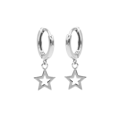 Karma hinged hoops symbool open star zilverM1937HIN