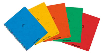 Aurora - MAXI PACK - 10 x Spiraalschrift "Superglacé": Formaat 165x210mm - Geruit (5x5mm) - 120 bladzijden - 80gr schrijfpapier.