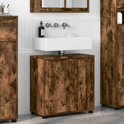 vidaXL - Badkamer - wastafelkast - Rook - Eiken - 60 - x - 30 - x - 60 - cm - Bewerkt - hout