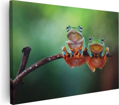 Artaza Canvas Schilderij Dieren - 30x20 cm - Klein - Wanddecoratie Kikker - Muurdecoratie Jungle - Kamer Accessoires