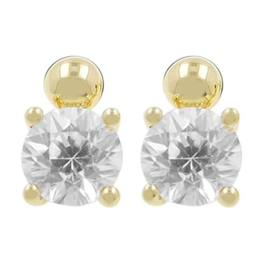 Cavill - 9K Geelgouden Oorbellen met 3 618 ct Rondgeslepen Cambodjaanse Zirkonen - 7 mm Stralende Zirkonia - Elegante Dames Sieraden