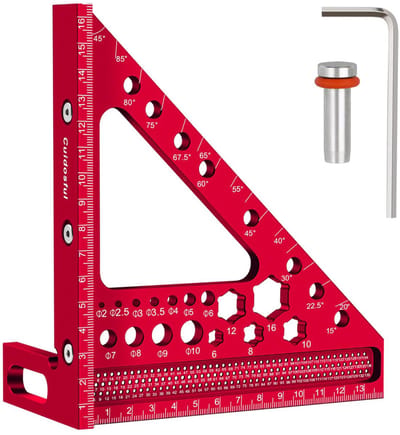 Meetliniaal Multi-Angle - Timmerman Liniaal - Houtbewerking Markeren - Verstelbare Hoekvergrendeling - 6.5 Inch - Aluminium