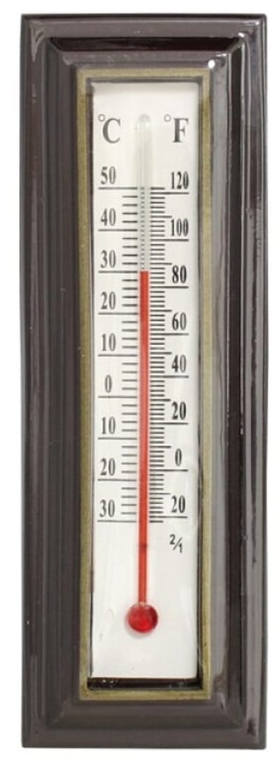 Gerimport Thermometer - kunststof - 16 x 5 cm - bruin - tot 50 graden Celsius