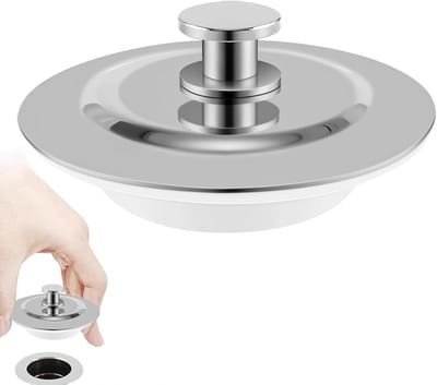 Universele Badkuipstop RVS met Rubberen Afdichting voor Afvoer Spoelbak Douche