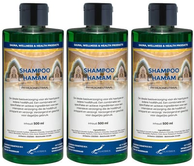 Shampoo Hamam 500 ml met klepdop - set van 3 stuks - voordeelverpakking - haarverzorging