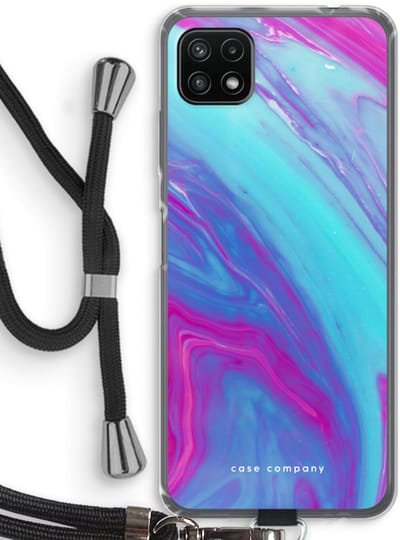 Case Company® - Hoesje met koord geschikt voor Samsung Galaxy A22 5G hoesje met Koord - Zweverige regenboog - Telefoonhoesje met Zwart Koord - Bescherming aan alle Kanten en Over de Schermrand
