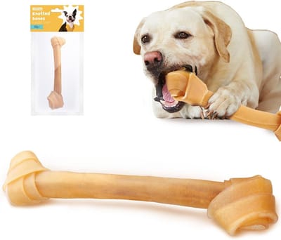 100% Natuurlijke Kauwbotten voor Honden van Geperste Runderhuid - Veilig, Gezond en Langdurig voor Middelgrote en Grote Honden